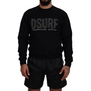 Dsquared² Black Cotton Printed Long Sleeves Pullover Men's Sweater